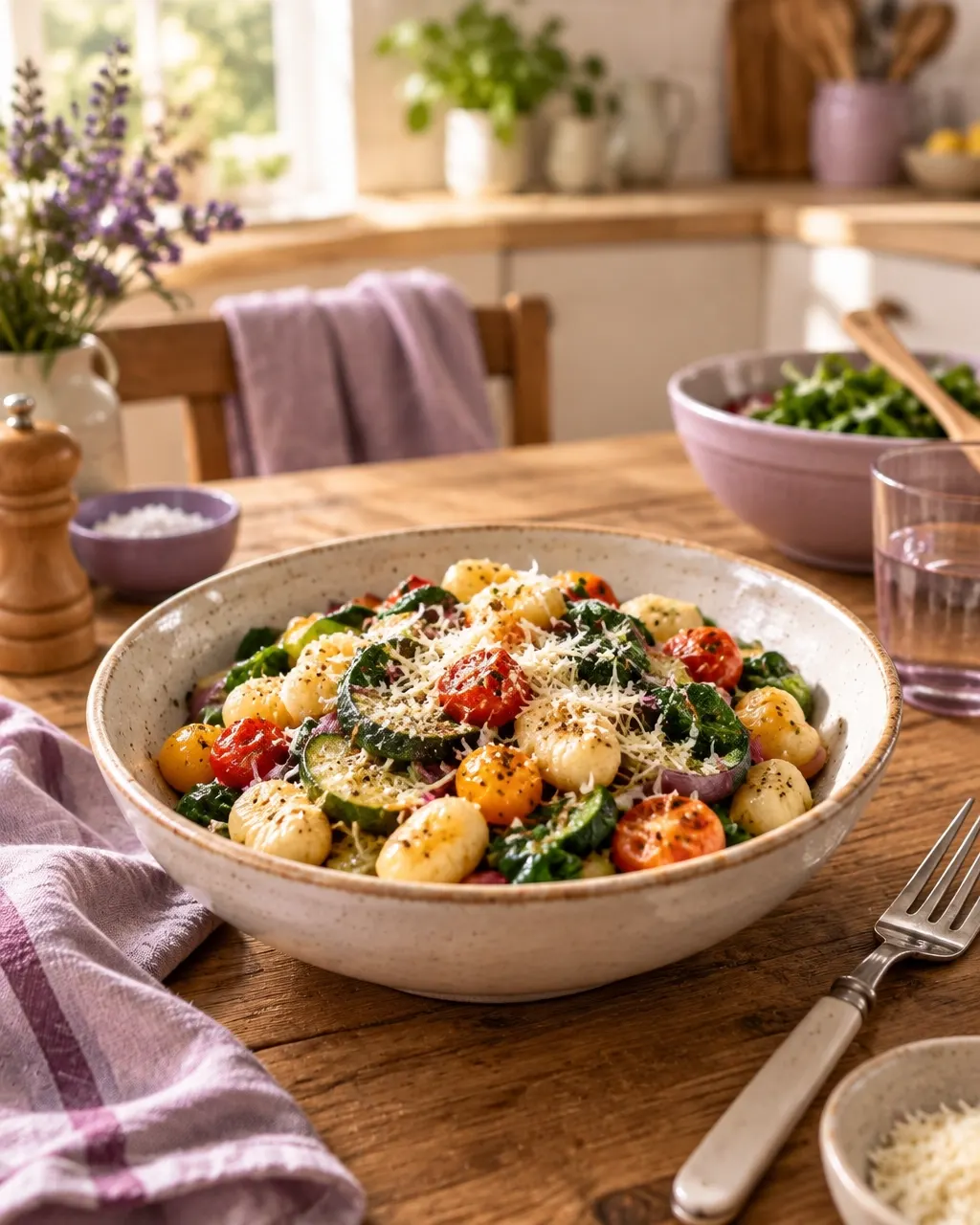 A colourful quick family meal served at home